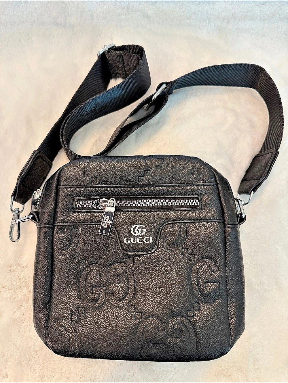 NWOT Source Unknown Embossed Messenger Bag Black Crossbody